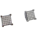 Mens .925 sterling silver Black and white 5 row square earring MLCZ47 5mm thick and 8mm wide Size 1