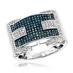 White Blue 0.9 Ctw Pave Set Diamond 10K Ring (Whit