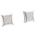 Mens .925 sterling silver White 5 row square earring MLCZ202 3mm thick and 10mm wide Size 1