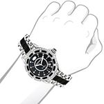 Luxurman Galaxy Midsize Real Diamond Watch Black Ceramic 1.25ct Leather Band 3