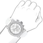 Oversized Mens Diamond Watch 0.25ct White Mop Luxurman Escalade w Chronograph 3