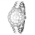 Ladies Real Diamond Watches: Luxurman White Ceramic Watch 1.25ct MOP Galaxy 1