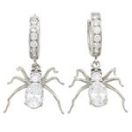 Womens White precious stone spider chandelier earring Silver11 1