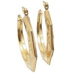 10k Yellow Gold earrings Fancy puff bamboo gold earrings AGBE57 1