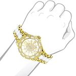 Luxurman Ladies Real Diamond Ceramic Watch 1.25ct White MOP Galaxy Yellow Gold 3