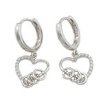 Womens Sterling silver heart cz chandelier earring Silver1 1