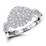 14K Ladies Halo Cluster Natural 1.1 Ctw Diamond En