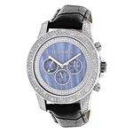 Luxurman Watches Mens Diamond Watch 0.50ct Blue Freeze Stainless Steel Case 1