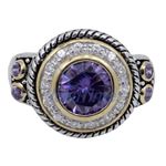"Ladies .925 Italian Sterling Silver Purple Violet synthetic gemstone ring SAR23 6