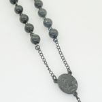 "Mens Black Stainless Steel Rosary Necklace with Cross - 32"" 3"