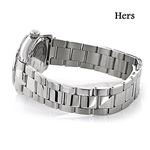 New His and Hers Watches: Stainless Steel Luxurman Diamond Set 3.5ct: Swiss Movt 3