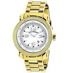 Luxurman Mens Real Diamond Watch Yellow Gold Plated 0.12ct with Extra Bands 1