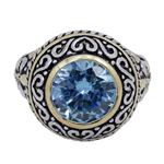 "Ladies .925 Italian Sterling Silver Baby blue synthetic gemstone ring SAR47 6