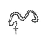 "Mens Black Stainless Steel Rosary Necklace with Cross - 32"" 1"