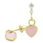 14K Yellow gold Thin heart cz chandelier earrings for Children/Kids web510 1