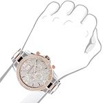 Luxurman Mens Real Diamond Watch Two-Tone White Rose Gold Liberty Leather Straps 3