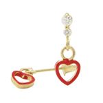 14K Yellow gold Open heart cz chandelier earrings for Children/Kids web411 1