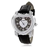 LUXURMAN Large Ladies Diamond Heart Watch 0.3Ct Bl