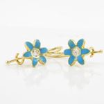 14K Yellow gold Flower cz hoop earrings for Children/Kids web43 3