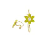 14K Yellow gold Flower cz hoop earrings for Children/Kids web37 1