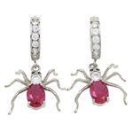 Womens Pink precious stone spider chandelier earring Silver8 1