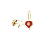 14K Yellow gold Heart cz hoop earrings for Children/Kids web57 1