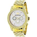 Luxurman Mens Diamond Watch 0.5ct Yellow Gold Plated in White Sparkling Stones. 1