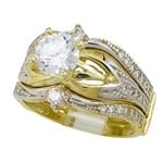 10K Yellow Gold womens wedding band engagement ring ASVJ63 1