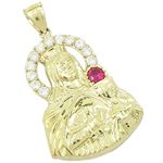 Mens 10k Yellow gold Red and white gemstone mary charm EGP54 1