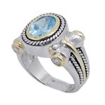 "Ladies .925 Italian Sterling Silver Baby blue synthetic gemstone ring SAR52 6