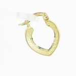 Womens 10k Yellow gold Green white thin cz hoop earring ELMI12 3