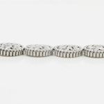 Women silver rounded flower link bracelet SB4 7.25 inches long and 7mm wide 3