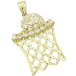 Mens 10k Yellow gold White gemstone basket and ball charm EGP79 1