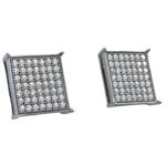 Mens .925 sterling silver Black and white 7 row square earring MLCZ20 2mm thick and 10mm wide Size 1