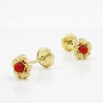 14K Yellow gold Flower pearl stud earrings for Children/Kids web213 3