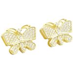 Womens .925 sterling silver Yellow butterfly earring 3 MLCZ274 4mm thick and 15mm wide Size 1