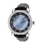 Luxurman Watches Mens VS Diamond Watch .18ct Blue MOP Blue Mother of Pearl Dial 1