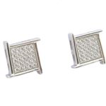 Mens .925 sterling silver White 5 row square earring MLCZ144 3mm thick and 9mm wide Size 1