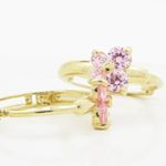 14K Yellow gold Butterfly cz hoop earrings for Children/Kids web324 3