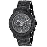 Oversized Iced Out Black Diamond Mens Watch by Luxurman 2ct Fully Paved Bezel 1