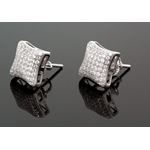 Sterling Silver Unisex Fashion Hand Set Stud Earrings ME0216c 1