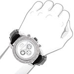 Luxurman Leather Watches Mens Real Genuine Diamond Watch .25ct White Freeze 3