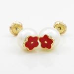 14K Yellow gold Pearl flower stud earrings for Children/Kids web1 3