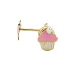 14K Yellow gold Creamy cup cake stud earrings for Children/Kids web175 1