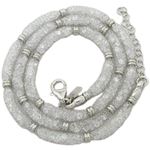 Womens Sterling silver Fancy white chain with crystal inside 1