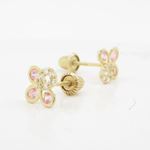 14K Yellow gold Flower cz stud earrings for Children/Kids web430 3