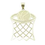 Mens 10K Solid Yellow Gold basketball hoop pendant Length - 2.40 inches Width - 1.52 inches 1