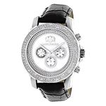Luxurman Leather Watches Mens Real Genuine Diamond Watch .25ct White Freeze 1