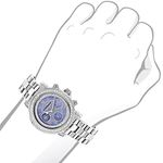 Ladies Real Diamond Watches: Luxurman Montana Blue MOP Watch 2ct Silver Band 3