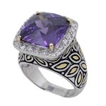 "Ladies .925 Italian Sterling Silver Purple Violet synthetic gemstone ring SAR36 6